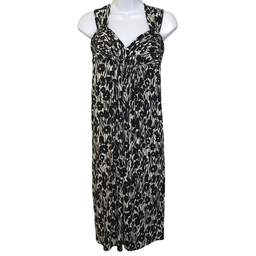 BCBGMaxAzria Women Size S Jersey Dress black & white Floral Sweetheart neckline
